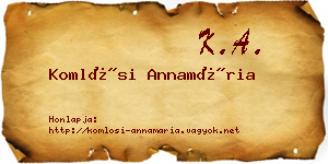 Komlósi Annamária névjegykártya