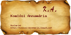 Komlósi Annamária névjegykártya